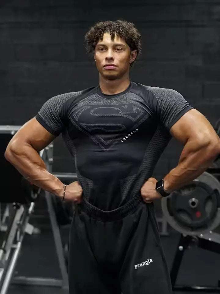2026 New style Men's High Elastic Quick Dry Sports T-Shirt Tight Workout Breathable Summer Gym Trendy Short sleev tops sudadera