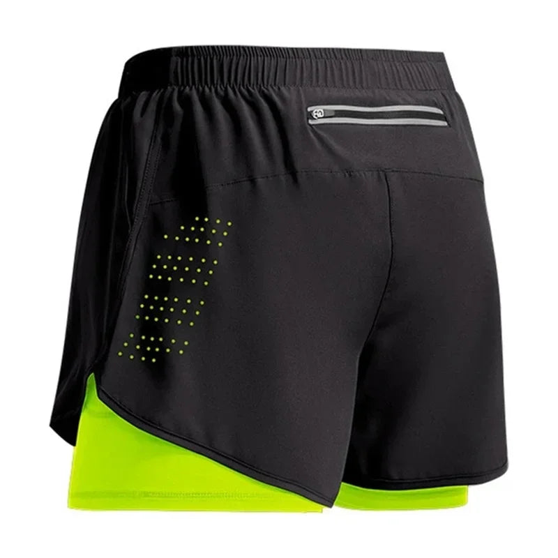 2026New Men's Fitness Training Shorts Summer 2 In 1 Quick Dry Gym Beach Running Double-deck Shorts Outdoor Sportswear Men shorts