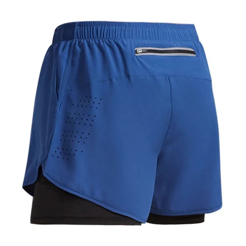 2026New Men's Fitness Training Shorts Summer 2 In 1 Quick Dry Gym Beach Running Double-deck Shorts Outdoor Sportswear Men shorts