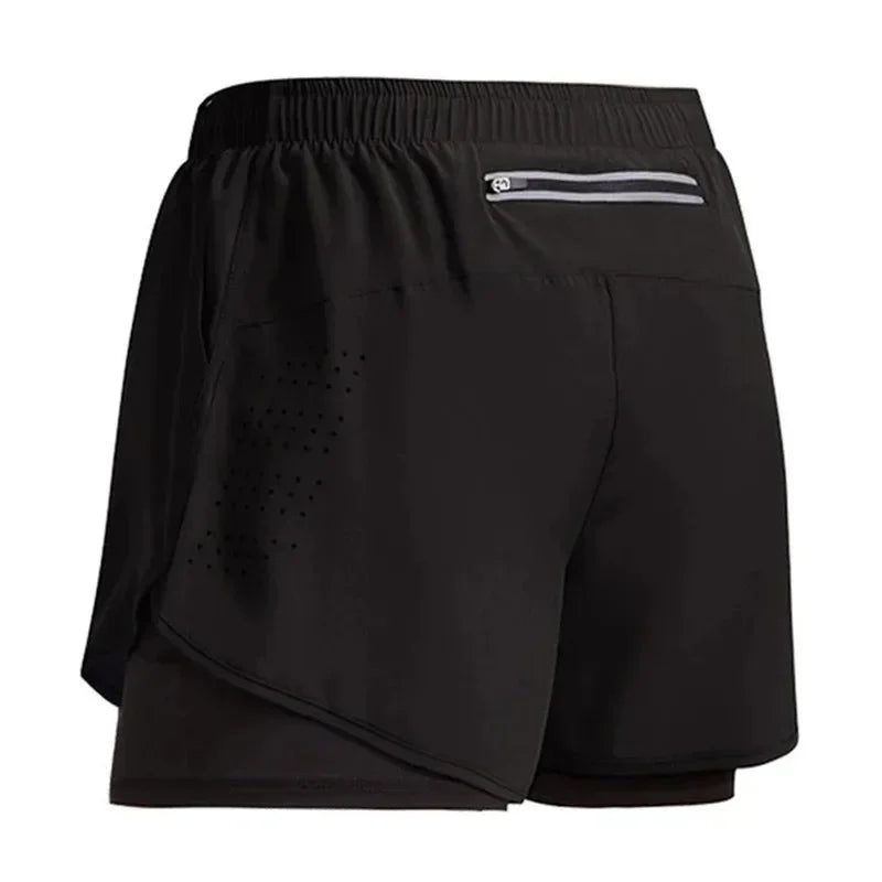 2026New Men's Fitness Training Shorts Summer 2 In 1 Quick Dry Gym Beach Running Double-deck Shorts Outdoor Sportswear Men shorts