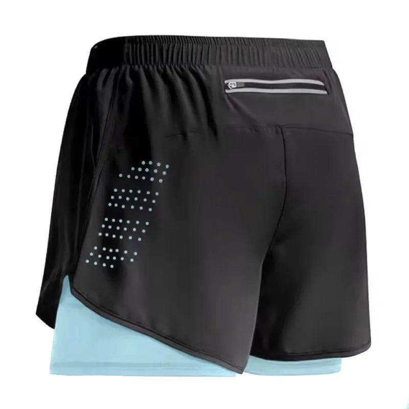 2026New Men's Fitness Training Shorts Summer 2 In 1 Quick Dry Gym Beach Running Double-deck Shorts Outdoor Sportswear Men shorts
