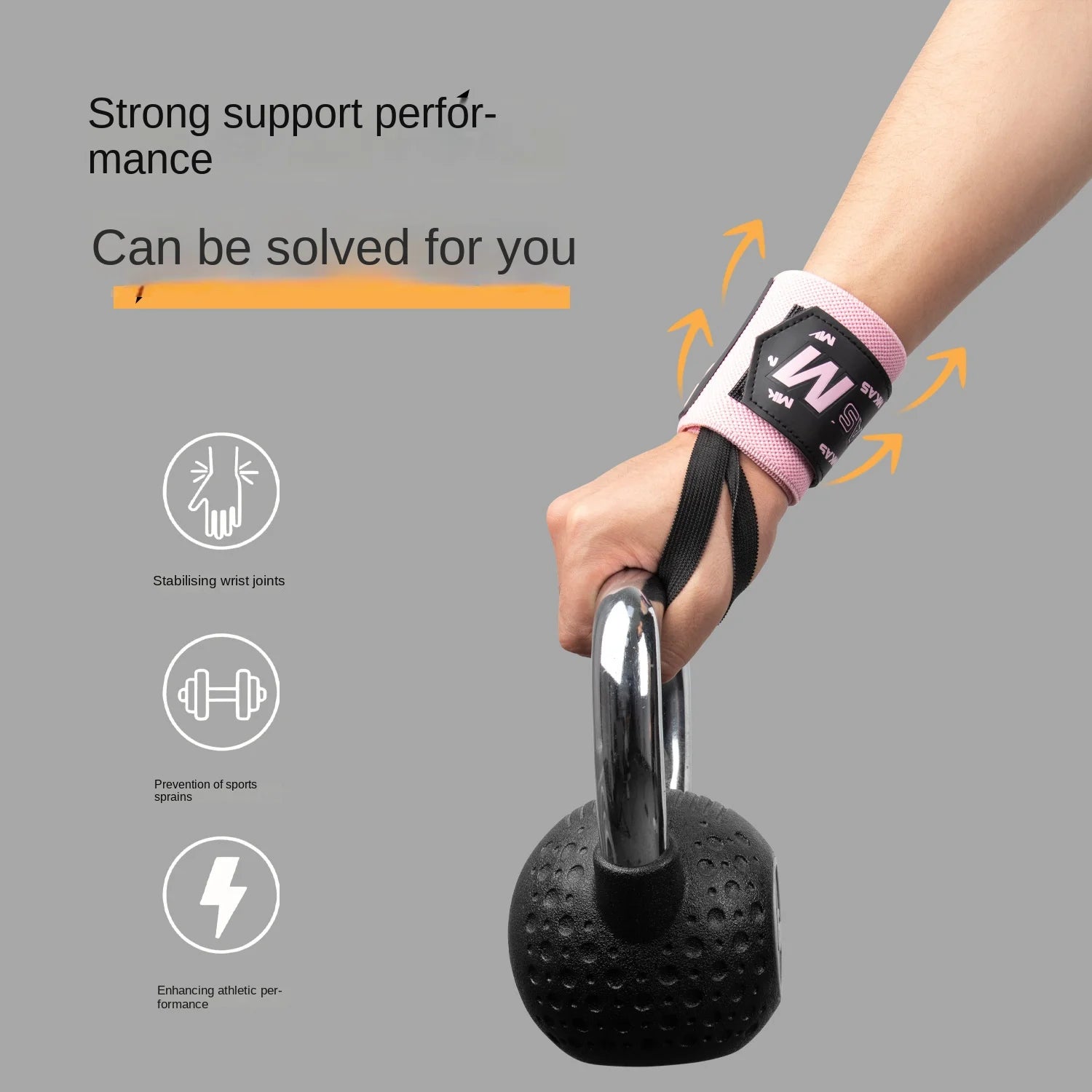 2PCS Wristband Wrist Support Weight Lifting Gym Training Wrist Support Brace Straps Wraps Crossfit Powerlifting