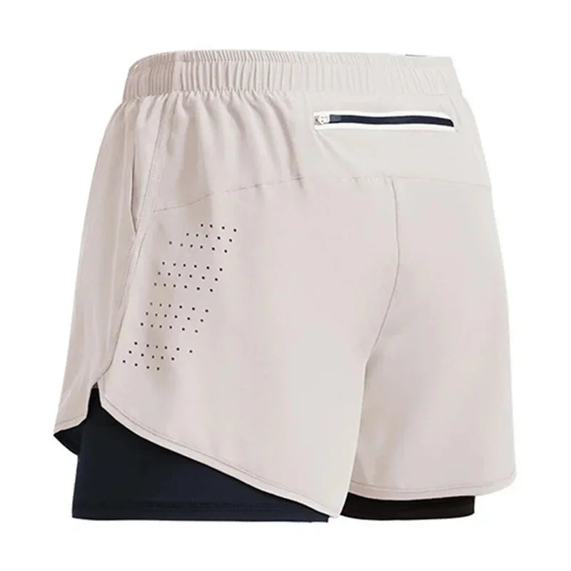 2026New Men's Fitness Training Shorts Summer 2 In 1 Quick Dry Gym Beach Running Double-deck Shorts Outdoor Sportswear Men shorts