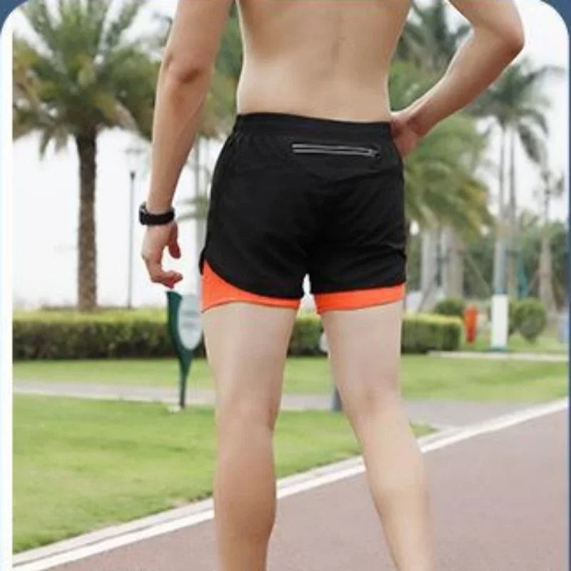 2026New Men's Fitness Training Shorts Summer 2 In 1 Quick Dry Gym Beach Running Double-deck Shorts Outdoor Sportswear Men shorts