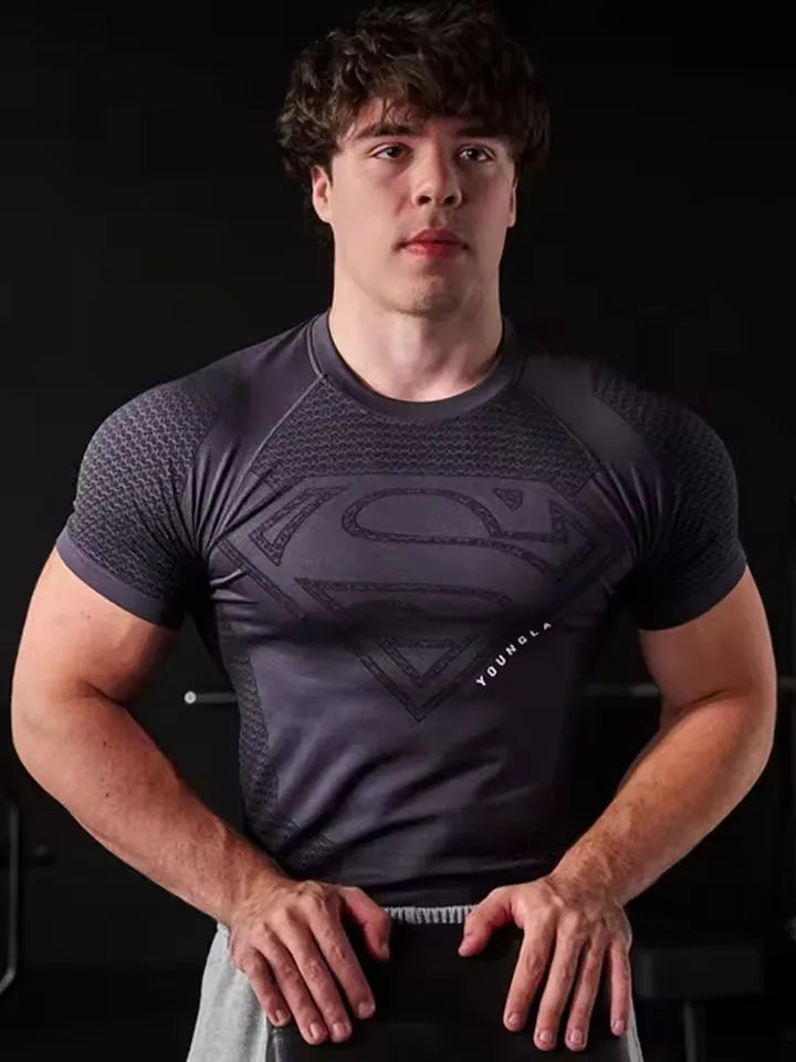 2026 New style Men's High Elastic Quick Dry Sports T-Shirt Tight Workout Breathable Summer Gym Trendy Short sleev tops sudadera