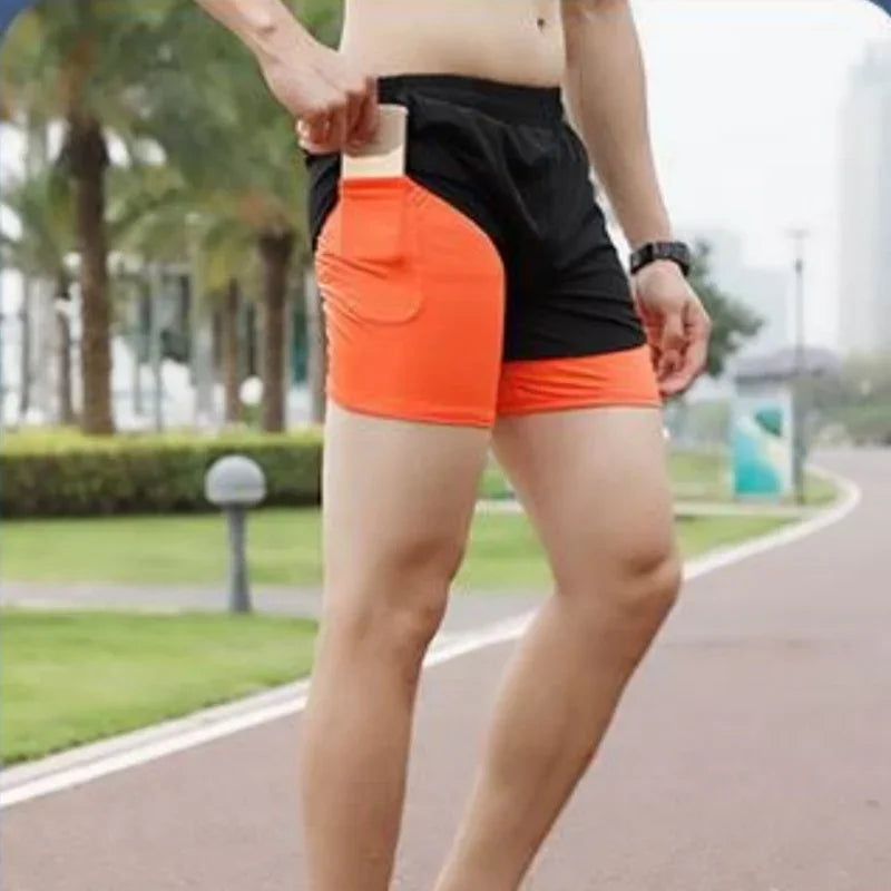 2026New Men's Fitness Training Shorts Summer 2 In 1 Quick Dry Gym Beach Running Double-deck Shorts Outdoor Sportswear Men shorts