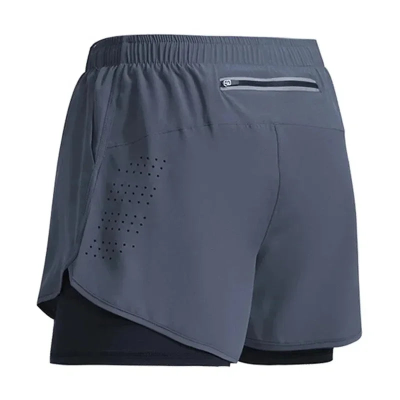 2026New Men's Fitness Training Shorts Summer 2 In 1 Quick Dry Gym Beach Running Double-deck Shorts Outdoor Sportswear Men shorts